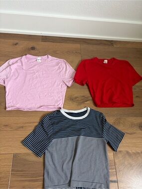 Women’s Short Sleeve Tee 3-Pack — Pink, Red & Navy Striped